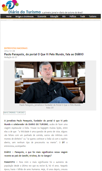 Paulo Panayotis, do portal O Que Vi Pelo Mundo, fala ao DIÁRIO